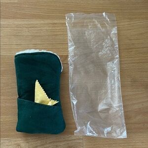 Vibrant Green and Yellow Sheepskin Vintage Glasses Case